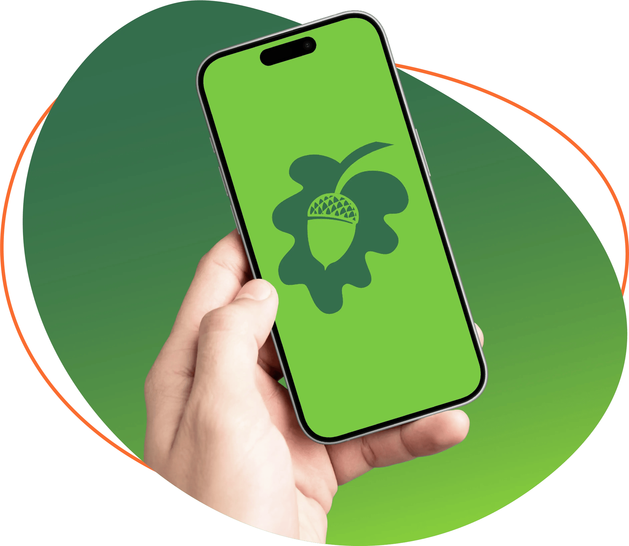 Hand hold mobile phone with legacy logo on screen